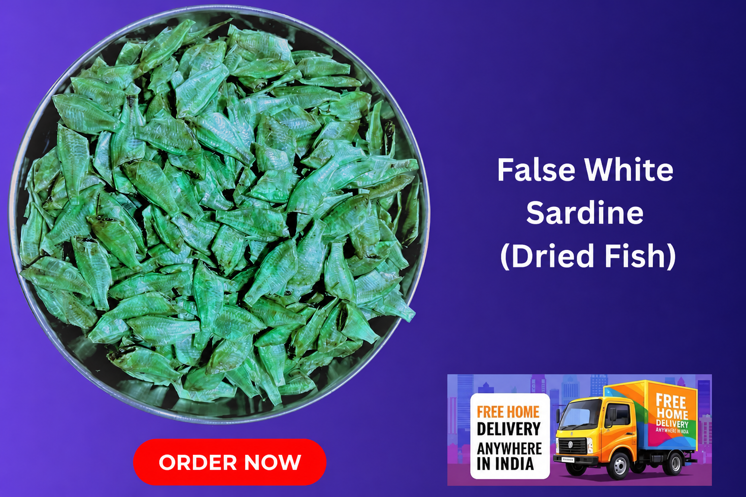 Dried Falsewhite Sardine (Nandan) — export from Kerala, India