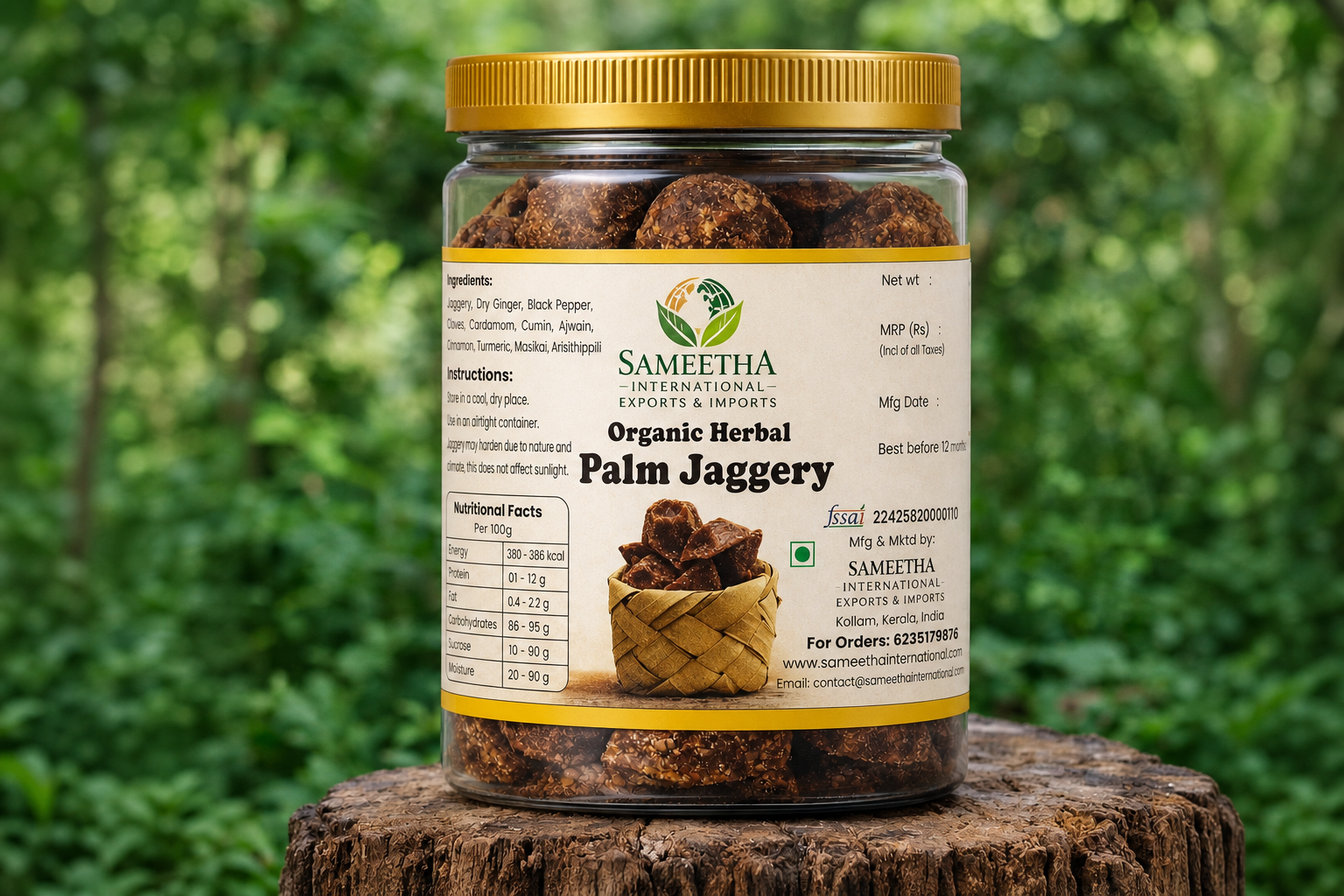 Herbal Palm Jaggery — export from Kerala, India